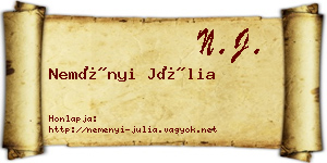 Neményi Júlia névjegykártya